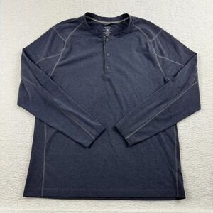 Arborwear Henley Shirt Mens XL Blue Stretch Raglan Sleeve Hiking Drirelease